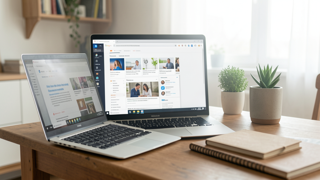 Imagen editorial que ilustra Chrome vs Edge en una laptop con 4GB de RAM: cuál no la congelará al abrir 10 pestañas